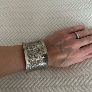 Silver Floral Cuff Bracelet